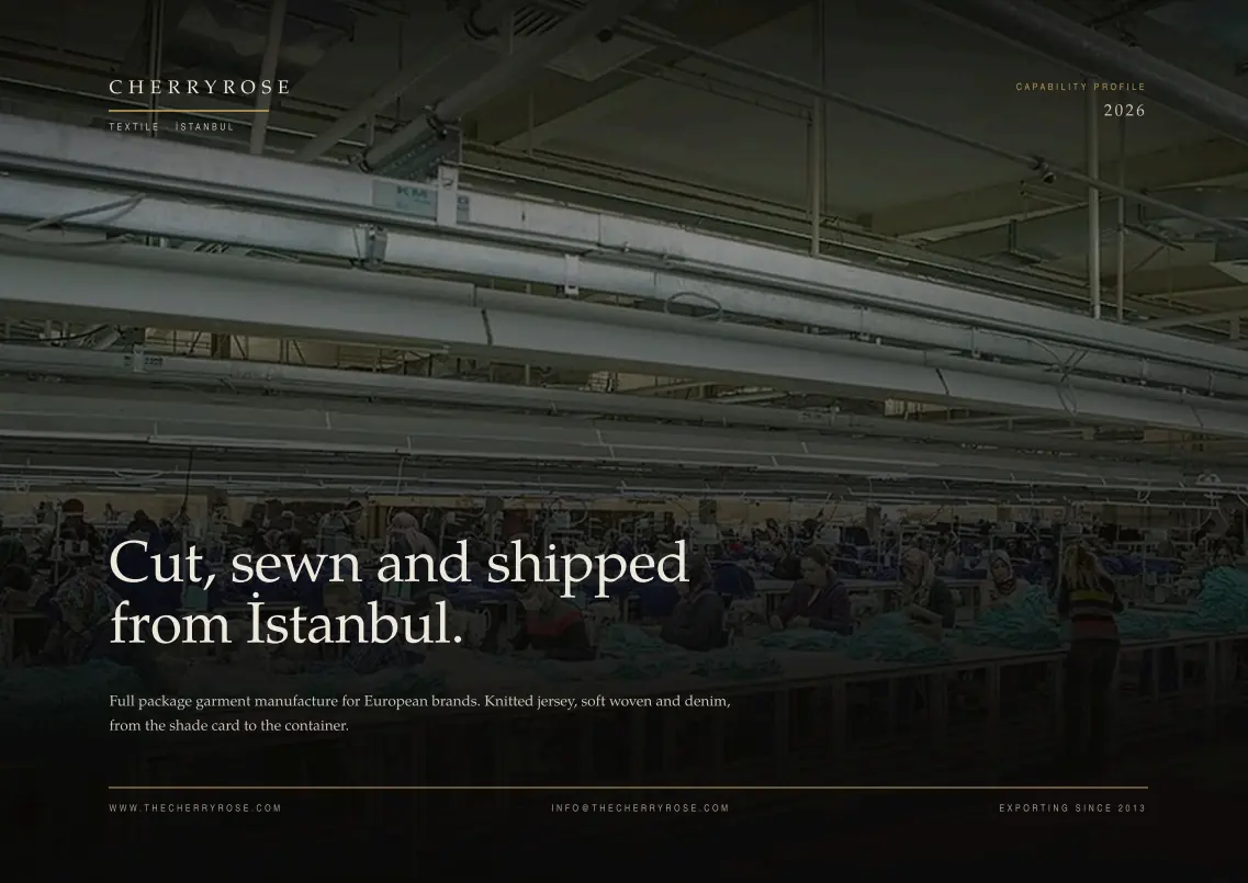 Cherryrose Textile capability profile cover, garment sewing floor in Istanbul