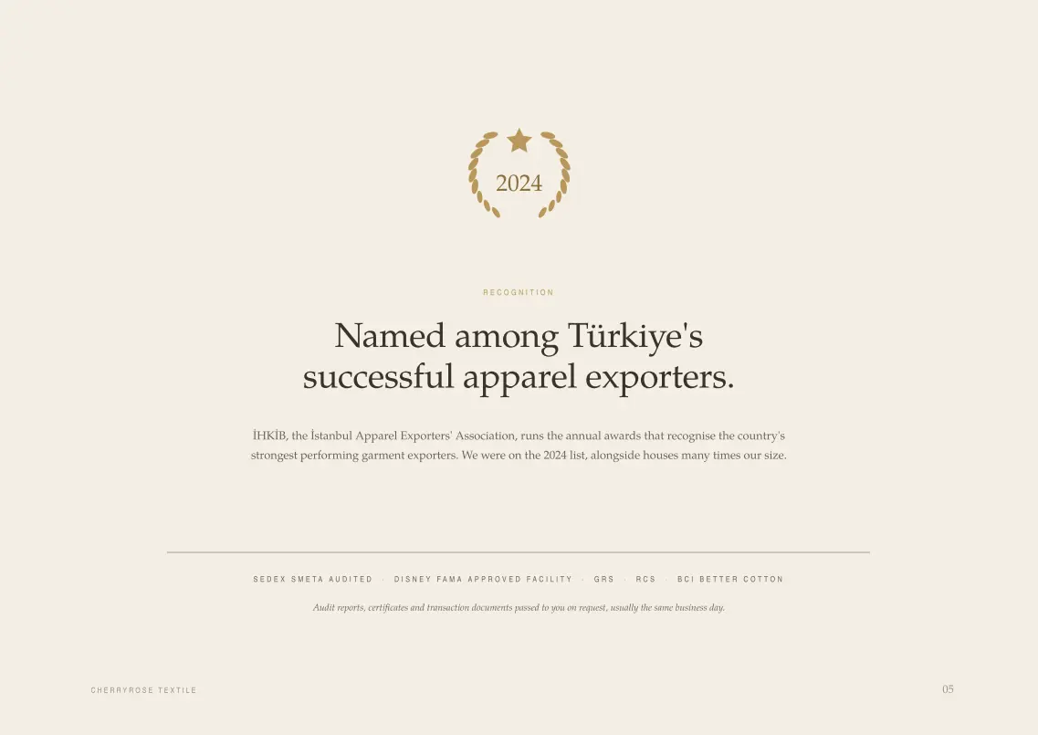 Named among Türkiye's successful apparel exporters, IHKIB 2024 export awards